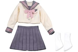 niannyyhouse BJD Doll Clothes JK Sailor Suit for 1/3 1/4 1/6 Ball Jointed Dolls, Shirt Skirt Tie Hairpin Socks (B-Short, 1/3B