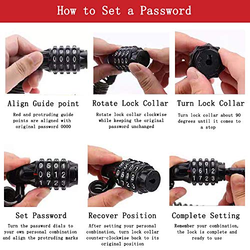 image for UiiziC Bike Lock Cable, 5.9 Ft Portable Mini Bicycle Lock Security Upg