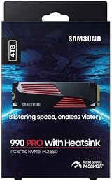 Samsung 990 PRO Heatsink NVMe M.2 SSD 4 TB PCIe 4.0 7,450/6,900 MBs RGB view 5