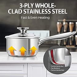 MICHELANGELO Stainless Steel Saucepan Set 1Qt