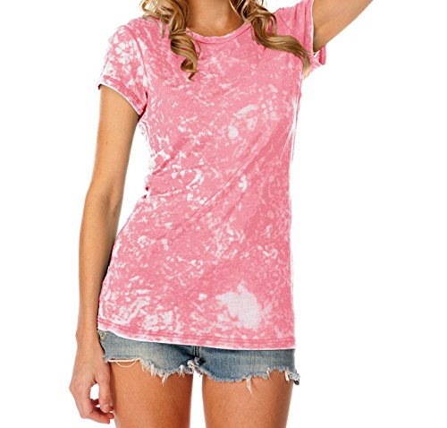 Kavio! Junior Retro Wash BurnOut Jersey Crew Neck Short Sleeve Bubblegum Pink L