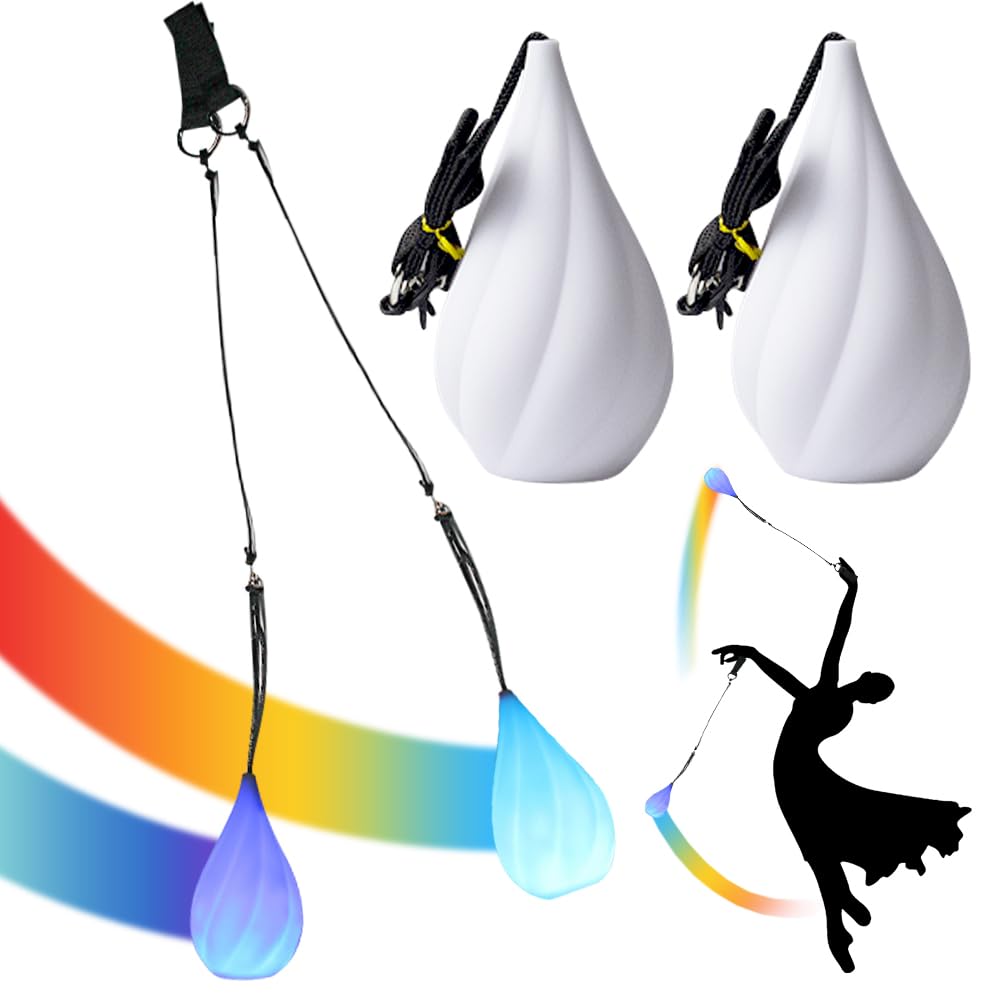 2 PCS LED Poi Balls, LED POI Spinning Balls with 9 luminous functions, Luminous Poi Juggling Balls, Updated Version Led POI Balls for Beginners Kids and Adult, Play Dancing, Camping, Light Show, Rave