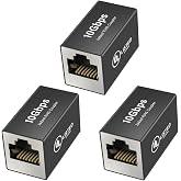 Jadaol [UL Listed] Shielded 10Gbps Inline RJ45 Coupler 3-Pack, Black | Gold-Plated Contacts Aluminum Alloy Ethernet Extender, PoE Supported Female to Female Adapter for Cat8 Cat7 Cat6a Cat6 Cables