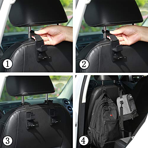 image for SUNER POWER Magic Car Headrest Hook - Pack of 4 - Universal Back Seat 