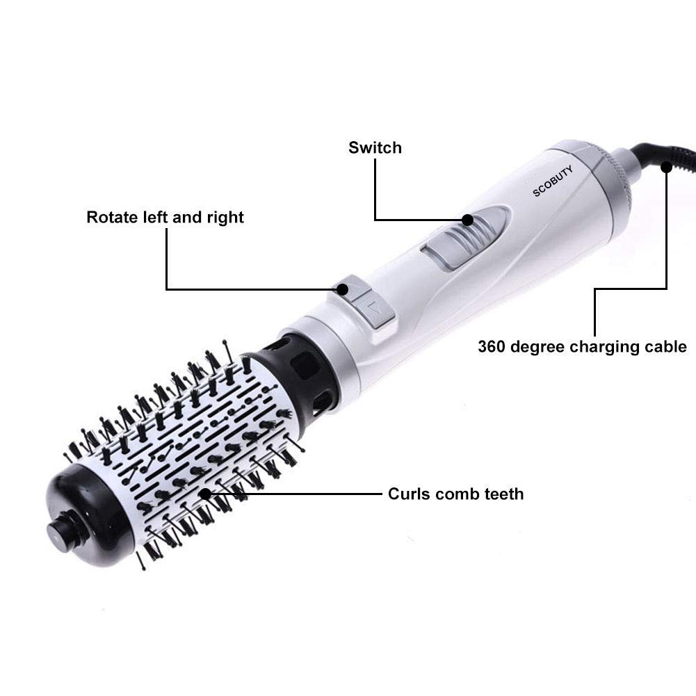 Warmluftbürste,Rotierende Warmluftbürste,Heißluftbürste Lockenwickler,Locke und Trocken in einem Schritt Rundbürstenföhn, 2 in 1 Haarstyler StylingbüRsten Elektrische Ionisch LockenbüRste