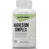 NutraBio Magnesium Complex Supplement, Magnesium Glycinate for Sleep, Biglycinate, D-Magnesium Malate, Muscle &amp; Nerve Support, for Men and Women, 120 Vegetable Capsules