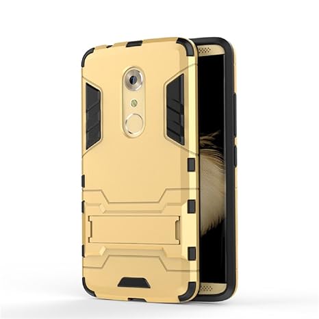 Bllosem ZTE Axon 7 Hülle Hybride Dual-Layer PC+TPU Kompletter Schutz Standfunktion Tasche für ZTE Axon 7 Gold