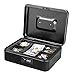Jssmst Cash Box with Combination Lock (Medium Size 10''x7’’) – Durable Metal Cash Box with Money Tray, Black, CB0701L