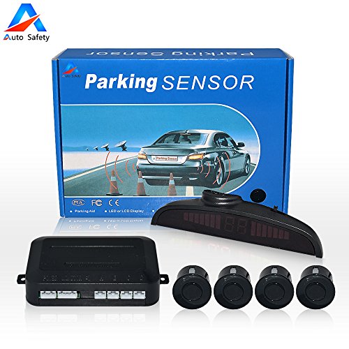 Auto safety Car Reverse Backup Radar System parking sensor kit ,LED Dispaly + Human Voice Alert +4 sensors+4 colors for Universal Auto Vehicle (Black)