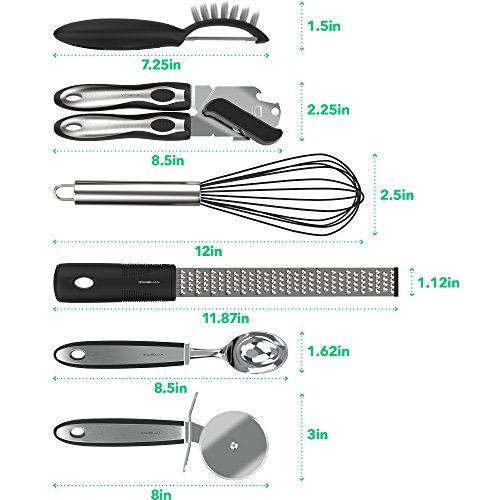 Vremi 15 Piece Kitchen Gadgets Set - 5 pc Cooking Utensils 4 pc Measuring Cups with Whisk Can Opener Pizza Cutter Cheese… 6 Vremi 15 Piece Kitchen Gadgets Set - 5 pc Cooking Utensils 4 pc Measuring Cups with Whisk Can Opener Pizza Cutter Cheese… - Image 7