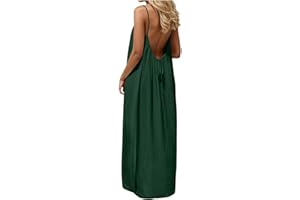 Womens Solid Backless Casual Dress, Summer Lounge Sleeveless Backless Cami Sundress Vacation Plus Size House Dresses