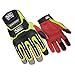 Ringers Gloves R-14 Mechanics HiVis, Cut and Impact Protection, Padded Palm, Large
