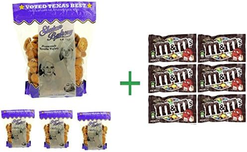 Slaton Bakery Homemade Vanilla Wafers 16 OZ (Pack of 4) + (6 Pack of M&amp;M Milk Chocolate 1.69oz)