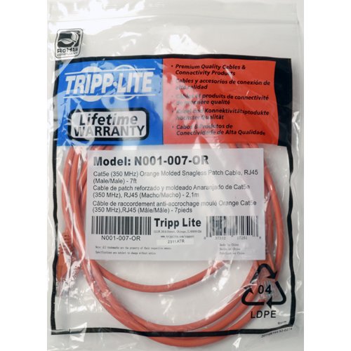 Tripp Lite Cat5e 350MHz Snagless Molded Patch Cable (RJ45 M/M) - Orange, 10-ft.(N001-010-OR)