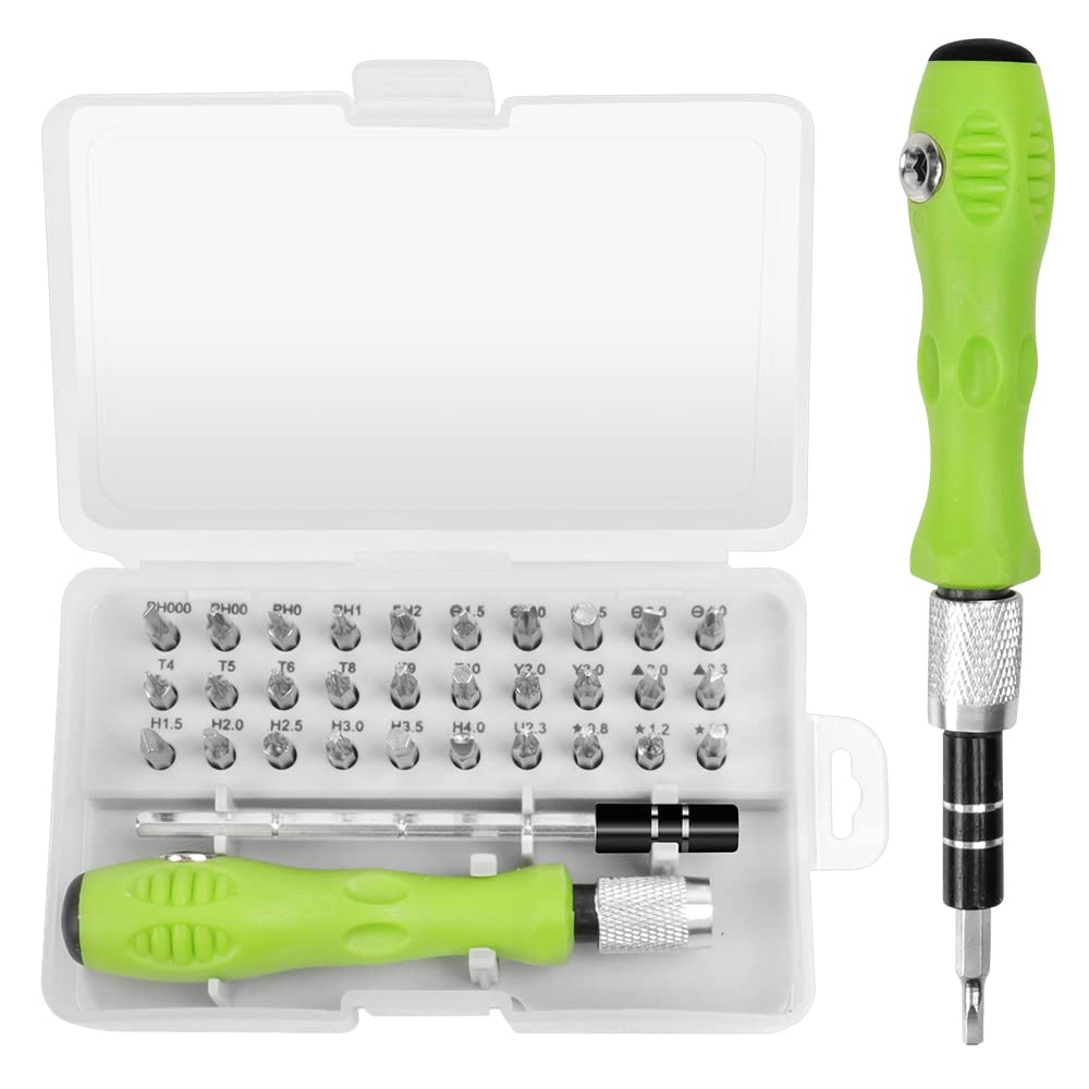 32 in 1 Precision Screwdriver Tool Set, Repair Tool Kit, Screwdriver Accessory with Non-Slip Handle, for iPhone Laptop PC Watch Glasses Xbox and Other Electronics, Small Screwdriver Bit Set with Case