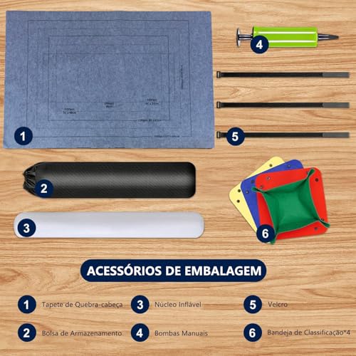 Porta Puzzle, Porta Quebra Cabeça 1000 1500 2000 3000 Peças, Tapete Quebra Cabeça Enrolável, com 4 Separador de Peças Quebra Cabeça e Bolsa de Armazenamento Portátil (Cinza)
