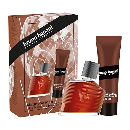 bruno banani Magnetic Man Geschenkset mit Eau de Toilette und Duschgel, fesselnd-sinnlicher Duft für Männer, 30 ml und 50 ml