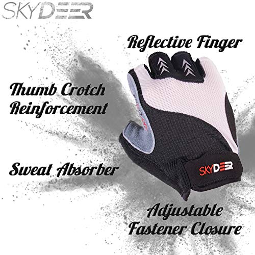 SKYDEER Men's and Women's Fingerless Gloves with Deerskin Leather Suede for Weight Lifting, Cycling, Workout, Fitness, Exercise, Gym, Training (SD2110-W/M) - Thumbnail 2