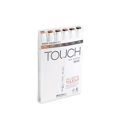 Touch Brush Marker Wood Colors 6er Set