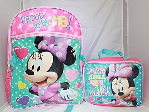 Disney Minnie Mouse Girls Backpack Lunch Box SET Bookbag