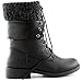 DailyShoes Womens Military Up Buckle Combat Boots Ankle Mid Calf Fold-Down Exclusive Credit Card Pocket