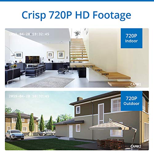True All-in-One Home Security Camera System with Built-in 10.1" LCD Monitor,SANNCE 4CH 720P Surveillance DVR Recorder with 4Pcs Outdoor 66ft Night Vision Cameras, Easy Remote Access (No HDD Included) - Thumbnail 3