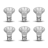 PAR20 50PAR20/FL DIMMABLE 6 Pack 130V 50W Halogen Spot Light Bulb 50 Watts 130 Volt Screw Base Flood Lamp PAR20 Replacement Rich Color High CRI Ceiling Bathroom Kitchen Can Recessed Lighting E26 120V