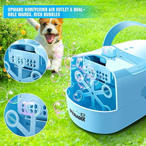 Peradix Bubble Machine, Automatic Bubble Maker /Blower Upgraded for Wedding, Birthday, Disco Stages, Party, Upgrade cellular air outlet, Best Gift for Kids Boys Girls (Blue)