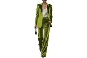 Women's 2 Piece Velvet Suit Notch Lapel Double Breasted Women Blazer Pants Pocketed Blazer Suits Work Outfits