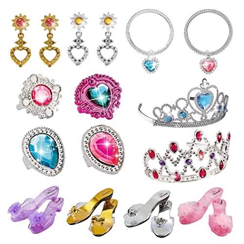 PicassoTiles Kids Fairytale Royal Princess Dress Up Pretend Play Tiara, Jewelry Boutique, Shoes & Fashion Accessories Toy Collection for Girls Children Ages 5+ STEM Creative Imagination Toys