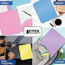3 Hole Punch Pocket Folders, Bulk Pack, Sturdy