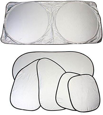 Mosa Store Car Windshield Sun Shade Set-Strong Solar Reflective Silver Keep Vehicle Cooler,Block UV Rays (M, 6 PCS)