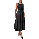 CHARTOU Women PU Faux Leather Sleeveless Elegant Flowy Long Dress Party Night Out Dress with Belt