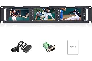 FEELWORLD T51 2RU Triple 5 Inch SDI Rack Mount Broadcast Monitor LCD 800x400 3G SDI HDMI AV Input and Output