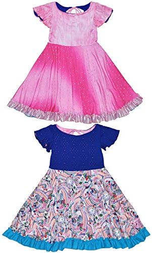 Twirly Girl Pink Sparkly Twirl Dress Reversible Unique Fun Design with Ruffles