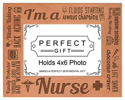 ThisWear Nurse Appreciation Gift I am a Nurse Poem Natural Wood Engraved 4x6 Landscape Picture Frame Wood