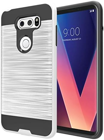 LG V30 Case, Onyxii Hybrid Dual Shockproof Layer Brushed Texture Slim Protector Cover for LG V30 - Silver