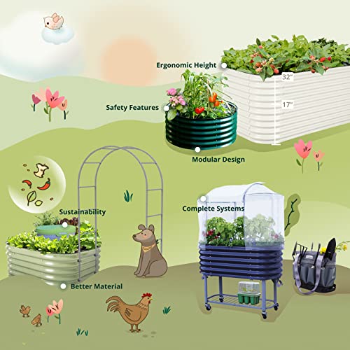 Vego garden Raised Garden Bed Kit, 17" Tall 10 in 1 Modular Raised Garden Beds Kit, Metal