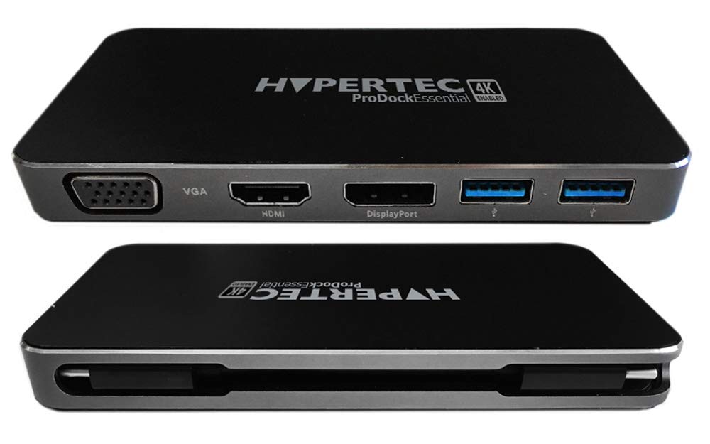 Hypertec ProDock Essential 4K Universal USB-C Docking Station Featuring VGA, HDMI and Display Port, 2 x USB 3.0 Data Ports, 3 x USB C, 60W Power Delivery