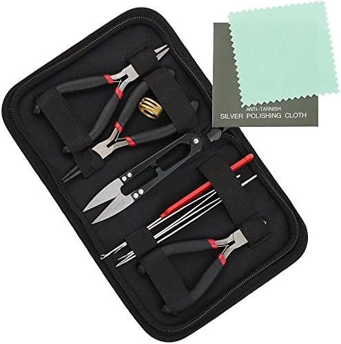 8 Piece Jewelry Making Beading Tool Kit With Case From Kerro Outlets plus BONUS Silver Polishing Cloth