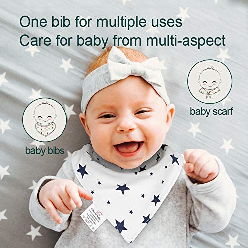 Cotton Baby Bib, 3 Pack Organic Absorbent Drooling Bibs for Teething Boy Girl, Soft Saliva Towel Drool Bibs for Teething Feeding Baby Shower Gift Set (One Size, Type C)