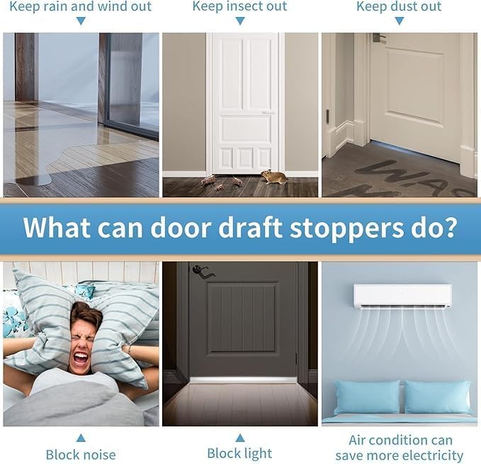 2 Pack Door Seal Strip, Under Door Draft Stopper, Adjustable Weather Stripping Seal for Cold Insulation, Bottom/Under Sweep for Exterior & Interior Doors, Seal Blocker Noise, 2" W x 39" L (Black)