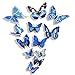 Mudder 6 Colors 3D Butterfly Removable Mural Stickers Wall Stickers Decal for Home and Room Decoration, 72 Pieces (Multicolor A)