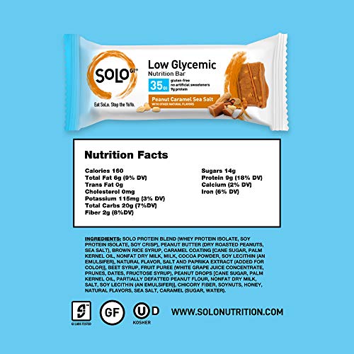 Peanut Caramel Sea Salt, Low Glycemic Protein Bars,Gluten Free,Slow