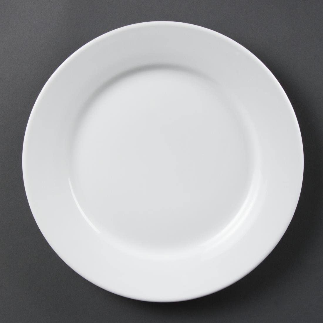 Olympia White Ware Wide Rimmed Service Plates 250mm Porcelain Innovative 12pc