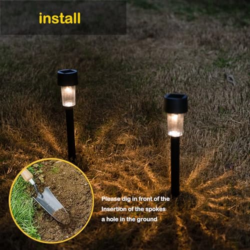 SC-Daily Solar Lights Outdoor Garden Landscape Pathway - 12 Pack Solar Powered Stake Lights - LED, for Lawn Borders Flowerbeds Patio Ideal Driveway and Pathway Lighting for Outside (Warm White)