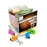 CBC Smiling Binder Clips ,1-inch Wide ,2/5 Inch Capacity, Assorted Colors ,48 Clips Per Pack,medium Size