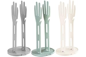 Healeved 3pcs Kitchen Glove Drying Rack with Drain Base, Multi-use Towel and Mitten Holder for Countertop