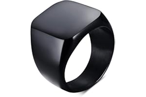 ENHONG Mens Rings Stainless Steel Square Signet Rings for Men,Pinky Thumb Ring for Dad Father Jewelry Gift for Him,Men's Ring for Biker