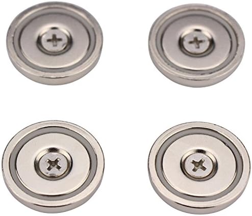 Ant Mag 4 Pack of 1.26" Neodymium Round Base Cup Magnet with Stainless Steel Mounting Screws-70LBS holding power